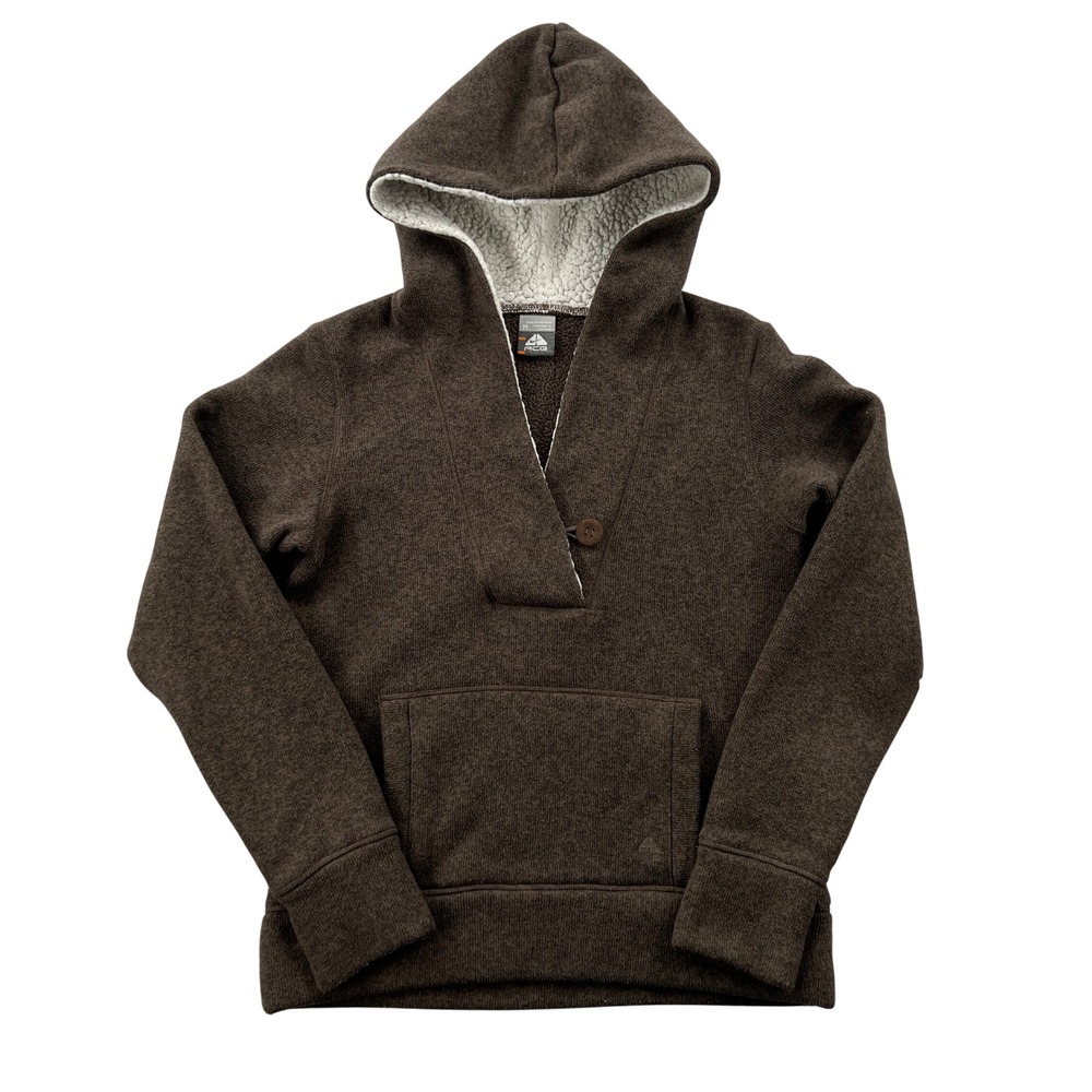 Nike ACG Knit Hoodie Women M Brown Sherpa Lined Pullover Fleece Gorpcore Y2K